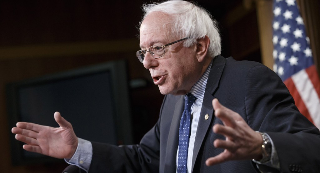 Sen. Bernie Sanders, I-Vt. gestures during a news conference on Capitol Hill in Washington, Friday, Jan. 16, 2015, to discuss Republican efforts to cut Social Security and Medicare and other programs that have an impact on working families. Sanders, an independent who caucuses with Democrats, became the ranking minority member on the Senate Budget Committee when the new GOP-controlled Congress began. (AP Photo/J. Scott Applewhite)